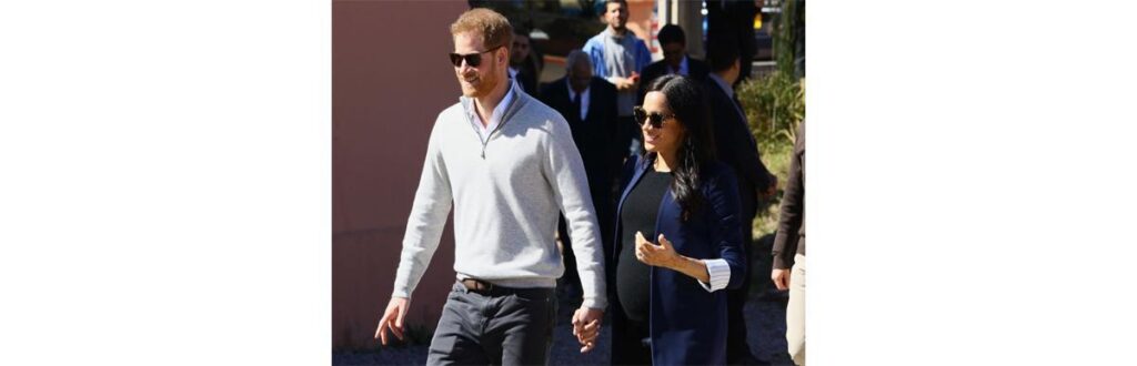Meghan Markle e Harry durante viagem ao Marrocos