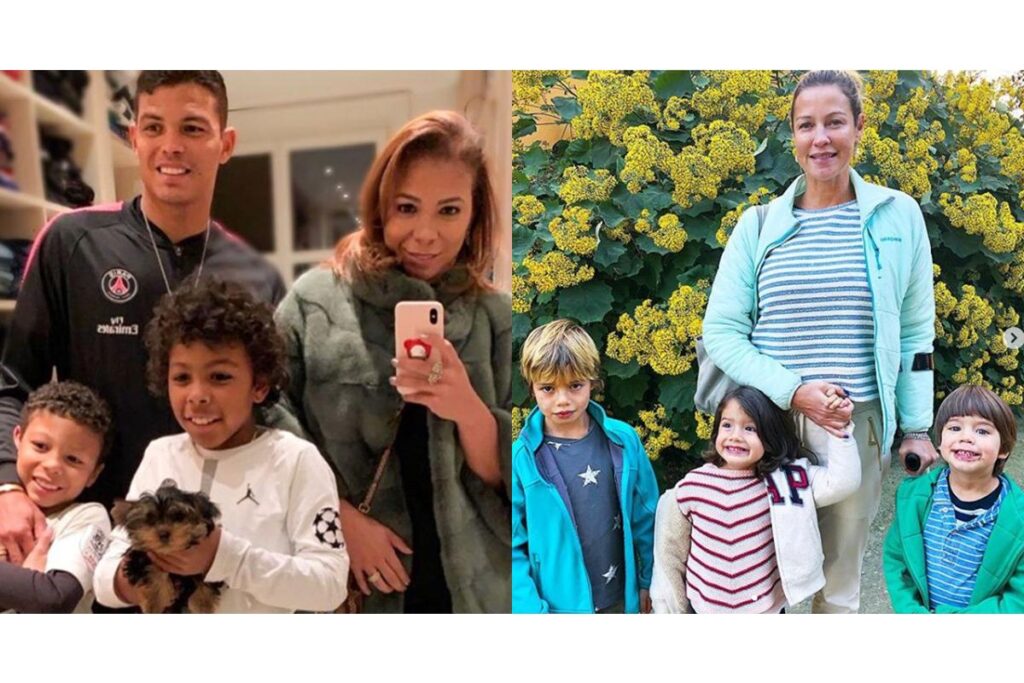 Belle Silva com o marido, o jogador Thiago Silva, e os filhos Isago e Iago