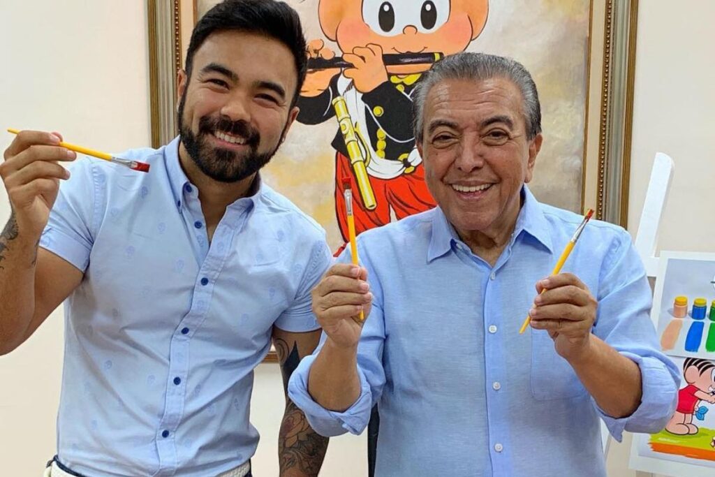 Mauricio de Sousa com seu filho e genro