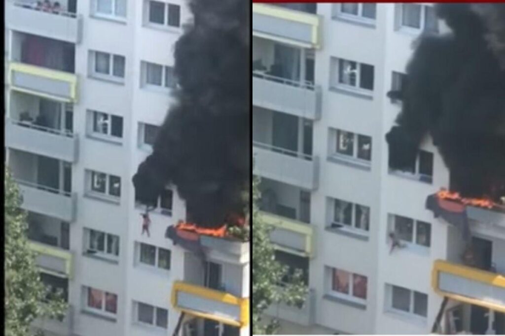Duas crianças pulam de um prédio para se salvar de incêndio