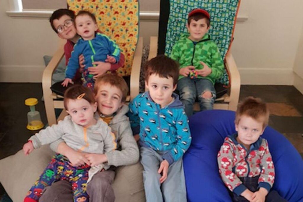 Os oito filhos foram comemorados pela mãe