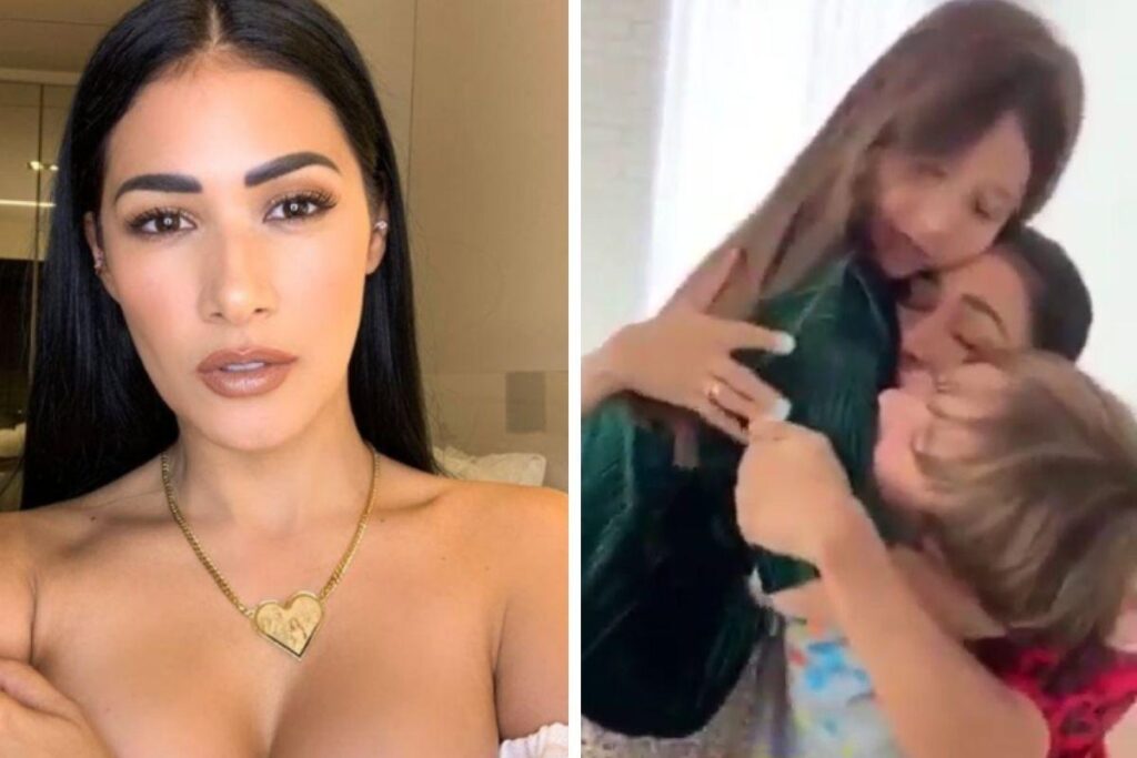 A cantora se reencontrou com os filhos nesta terça