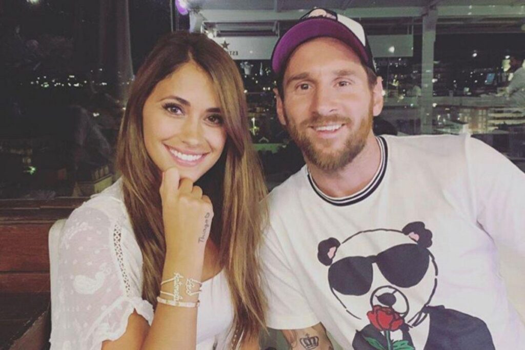 Mateo, Thiago e Ciro Messi, com o novo membro da Família
