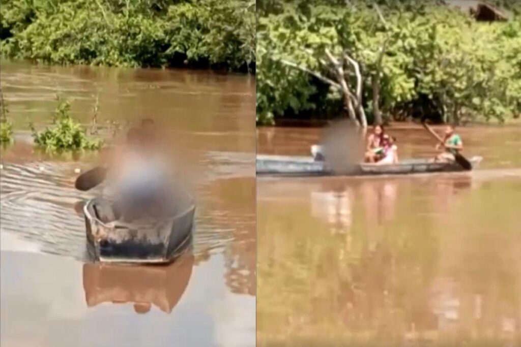 Corpo de criança é levado até o IML em canoa