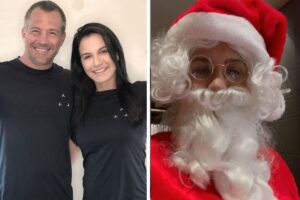 Kyra Grace brinca com barrigão e passa Natal fantasiada de Papai Noel