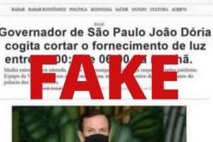 A notícia que tem circulado nas redes sociais sobre o abastecimento de energia é falsa