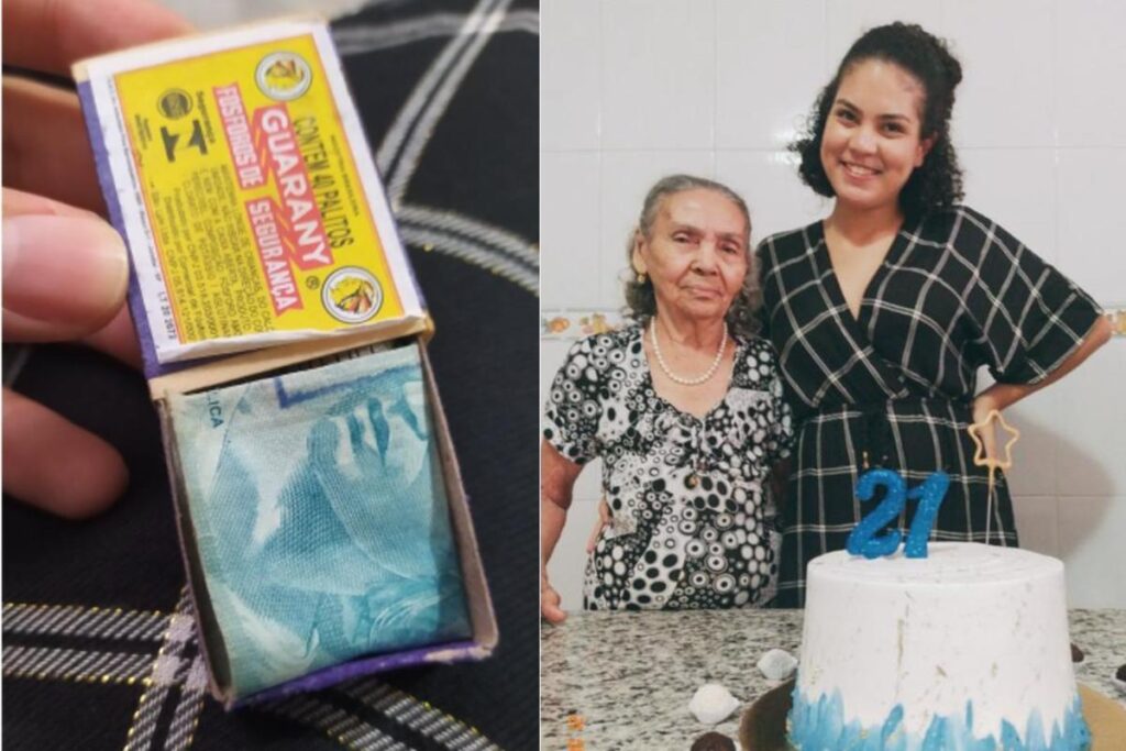 Avó surpreende neta ao esconder presente de aniversário dentro de caixa de fósforo