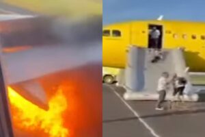 Um pássaro foi pego pela turbina, resultando em uma explosão