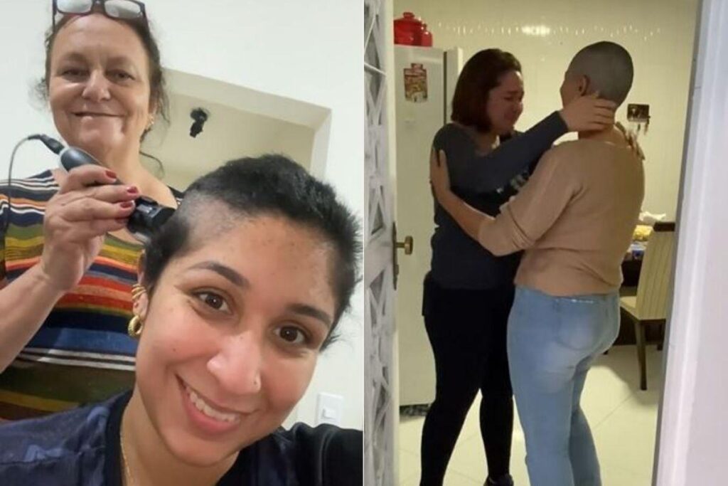 Antes e depois de Dayane raspar o cabelo