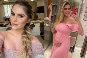 Bárbara Evans mostra decoração caprichada do ​chá revelação de Ayla com tema de ursinho