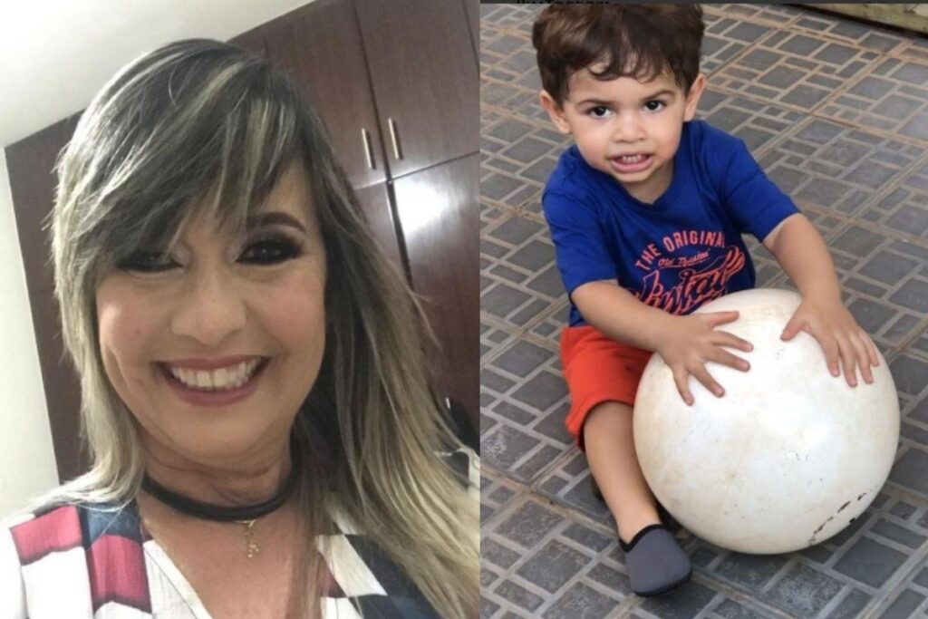 Léo com e a avó paterna, mãe de Murilo Huff