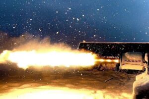 Área de testes do motor do foguete na Suíça, em Gstaad Airport