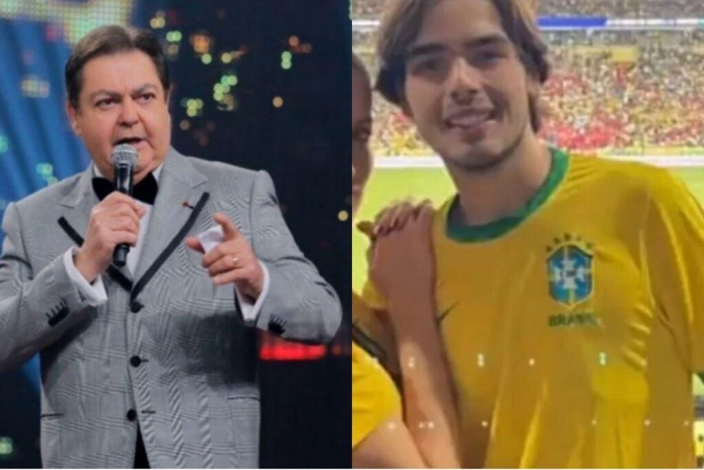 Filho de Faustão, João Guilherme aparece curtindo jogo do Brasil com a namorada Schynaider Moura