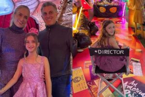 Eva em cliques realizados em sua festa de aniversário