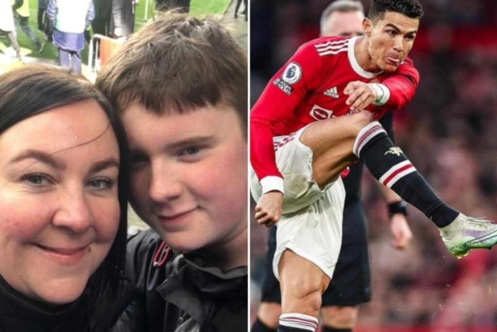 Momento em que Cristiano derrubou o celular do menino autista