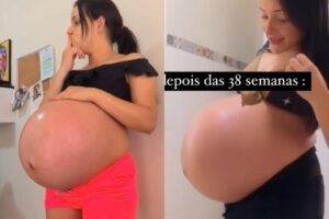 Grávida com barriga gigante dá à luz e surpreende a internet