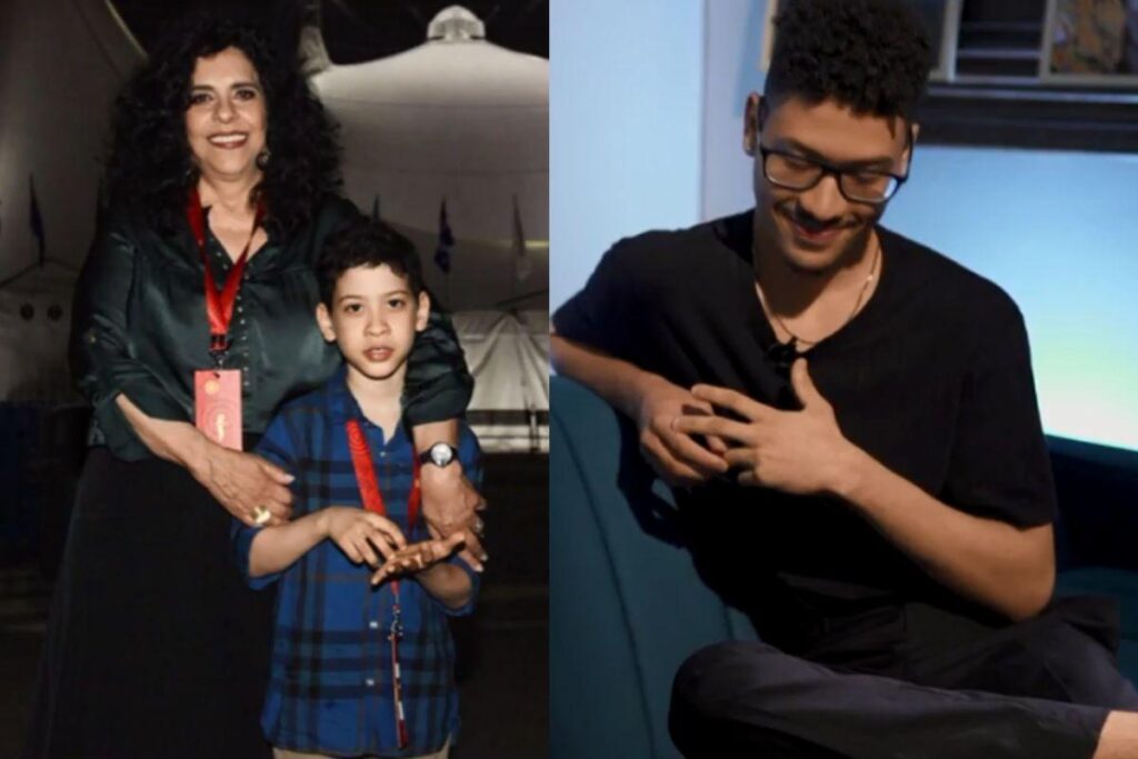 Gabriel Costa, filho de Gal Costa, durante entrevista
