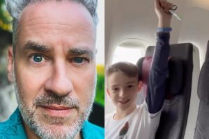 Registros de Stulbach e o filho no avião