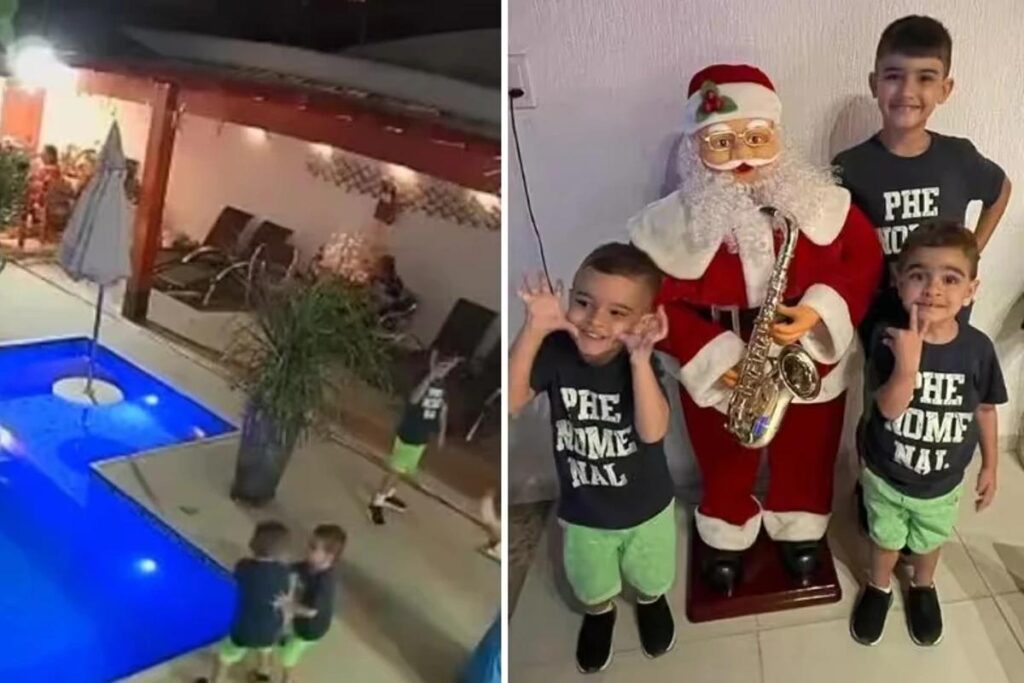 Que susto! Criança pula para salvar irmão de 3 anos após ele cair na piscina