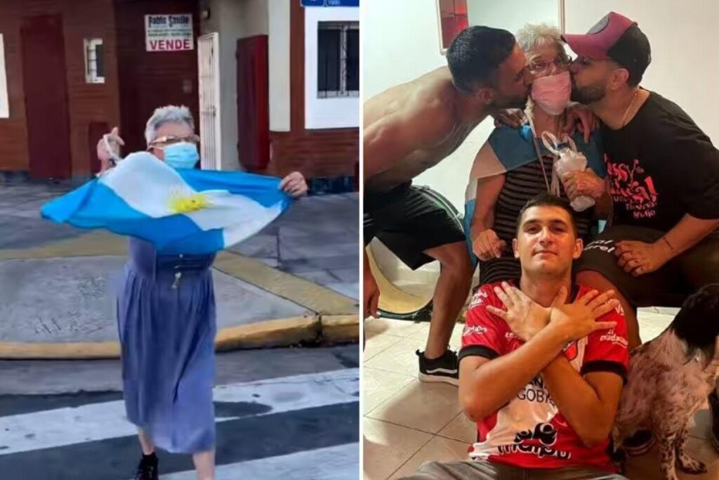 Idosa de 76 anos viralizou no Tik Tok ao comemorar vitória da Argetina nas ruas com torcedores