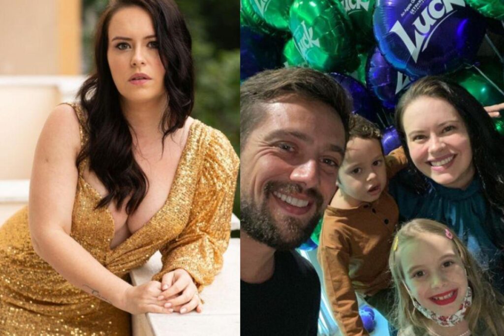 O ex casal ao lado dos filhos