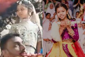Menina de 8 anos na cerimônia da religião