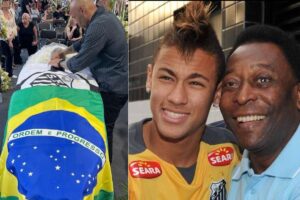Pai de Neymar no velório de Pelé