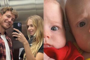 Isabella Scherer ao lado dos filhos e do companheiro, Rodrigo Calazans
