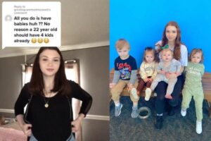 “Meu marido tem 21 e não escuta isso”, diz mãe de 4 filhos criticada por ser jovem demais