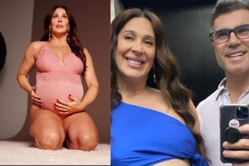 Na reta final da gravidez, Claudia Raia desafia o marido a aguentar a barriga de gestante por um dia