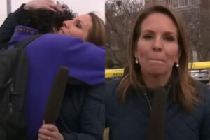 Momento do reencontro entre mãe e filho