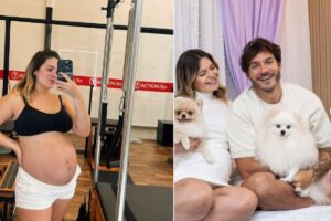 Na reta final da gravidez, Viih Tube faz exercício para mudar posição da filha na barriga