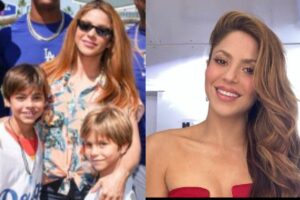 Piqué e Shakira com os filhos