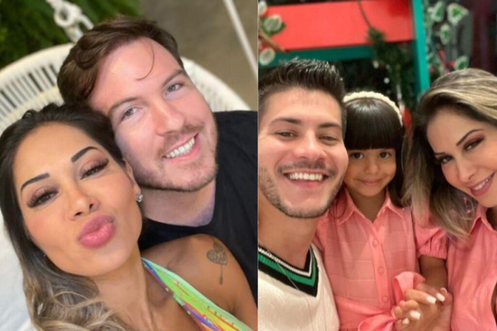 Arthur Aguiar e Maíra Cardi com a filha