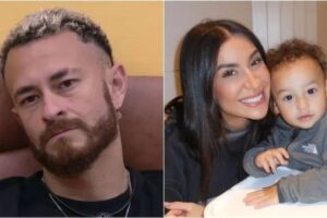 Bianca e Fred ao lado do filho, Cris