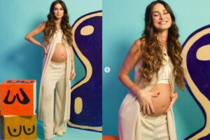 Thaila grávida com o marido Renato e Francisco