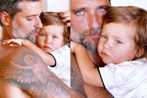 O ator surgiu ao lado dos filhos na viagem