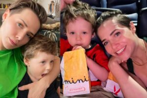 Os atores Leticia Colin e Michel Melamed com o filho Uri