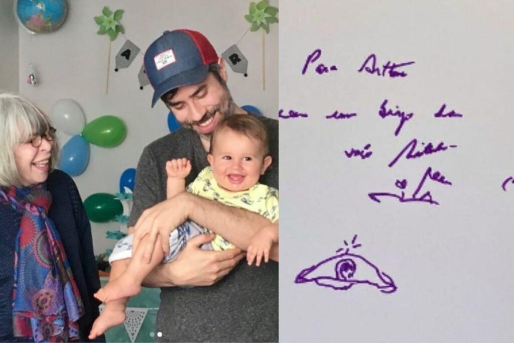 Rita Lee, o marido e os filhos, João e Beto à esquerda, e Antônio à direita
