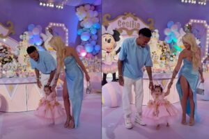 Karoline Lima e Éder Militão comemoram mesversário da filha juntos