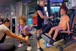 A mãe mostra a rotina da filha na academia em seu perfil nas redes sociais