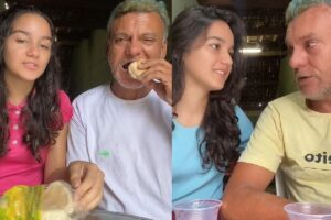 Lindinaldo brinca que não gostou de como está vestido, mas em seguida aparece girando o vestido
