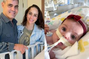 Maria Guilhermina é filha de Letícia e Juliano Cazarré e nasceu com a Anomalia de Ebstein