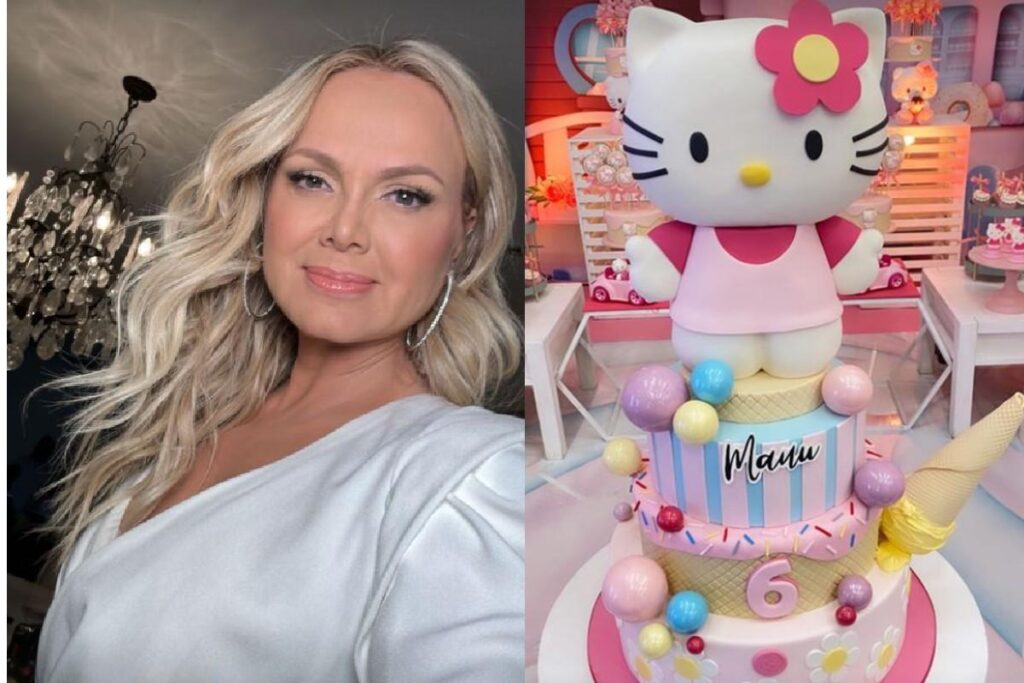 Eliana escolhe decoração com tema da Hello Kitty para aniversário da filha