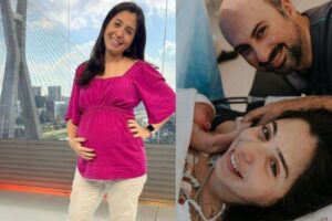 Cinthia esteve há poucos dias nos estudios do jornal onde trabalha
