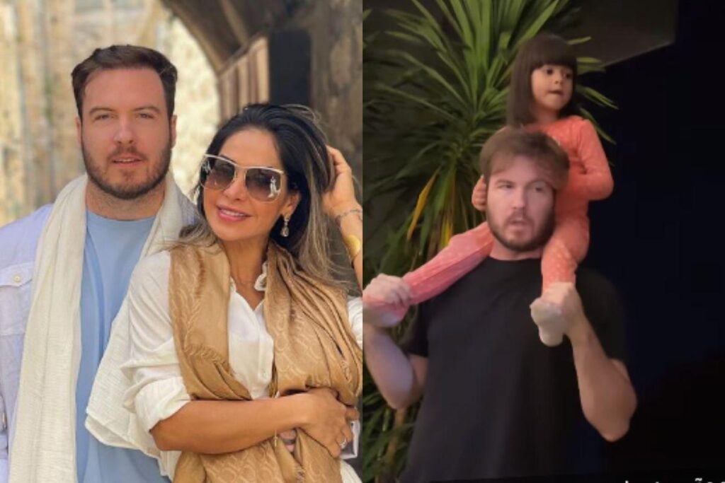 Thiago Nigro está viajando com a menina desde a cerimônia de casamento com Maira Cardi