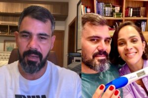 Letícia Cazarré, esposa do ator Juliano Cazarré, postou a primeira foto oficial da família reunida