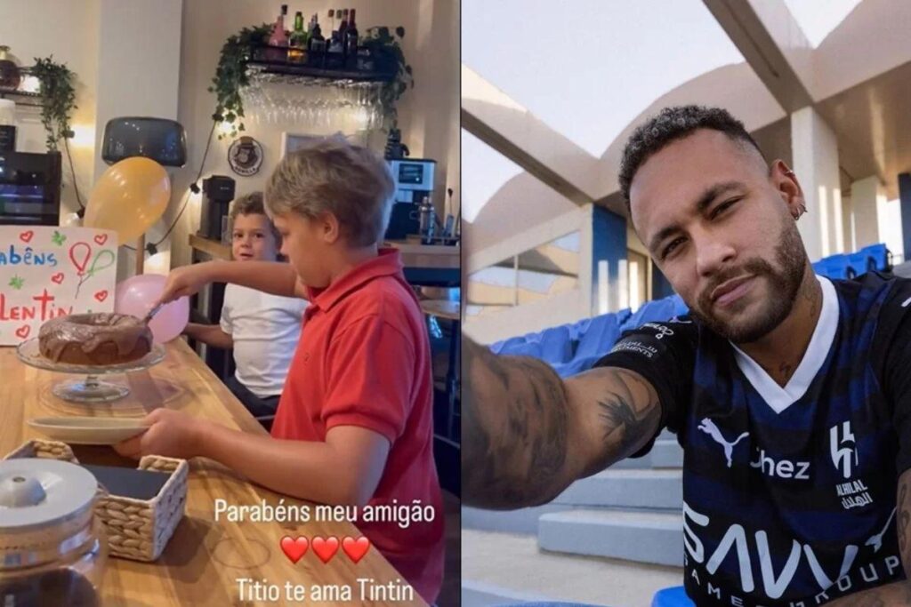 Neymar faz surpresa para filho de Carol Dantas
