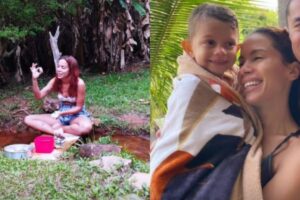 A cantora aproveitou o dia em família após retiro