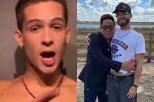 João Guilherme ao lado do pai, Leonardo